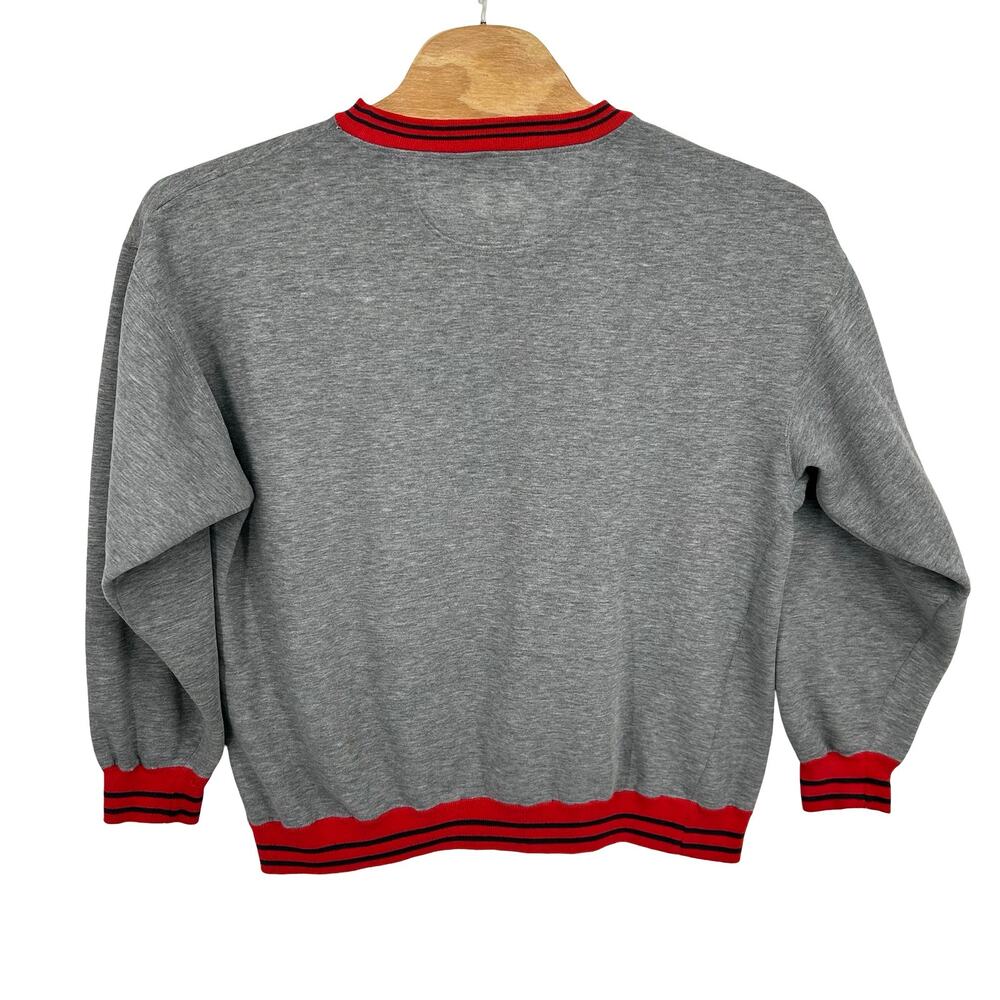 VTG 90s Men's Grey Embroidered LOGO 7 Wisconsin Badgers Crewneck Sweatshirt XL - Picture 5 of 6